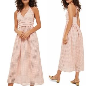 TOPSHOP Pink Eyelet Dress